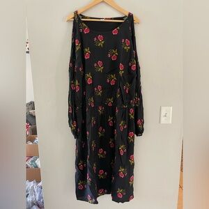 Old Navy Black with Pink Floral Pattern Dress